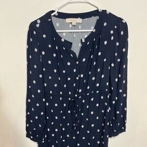 Loft Tie Waist Polka Dot Dress - Maternity - Size Medium